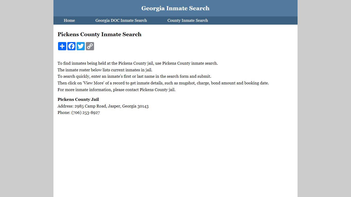 Pickens County Inmate Search