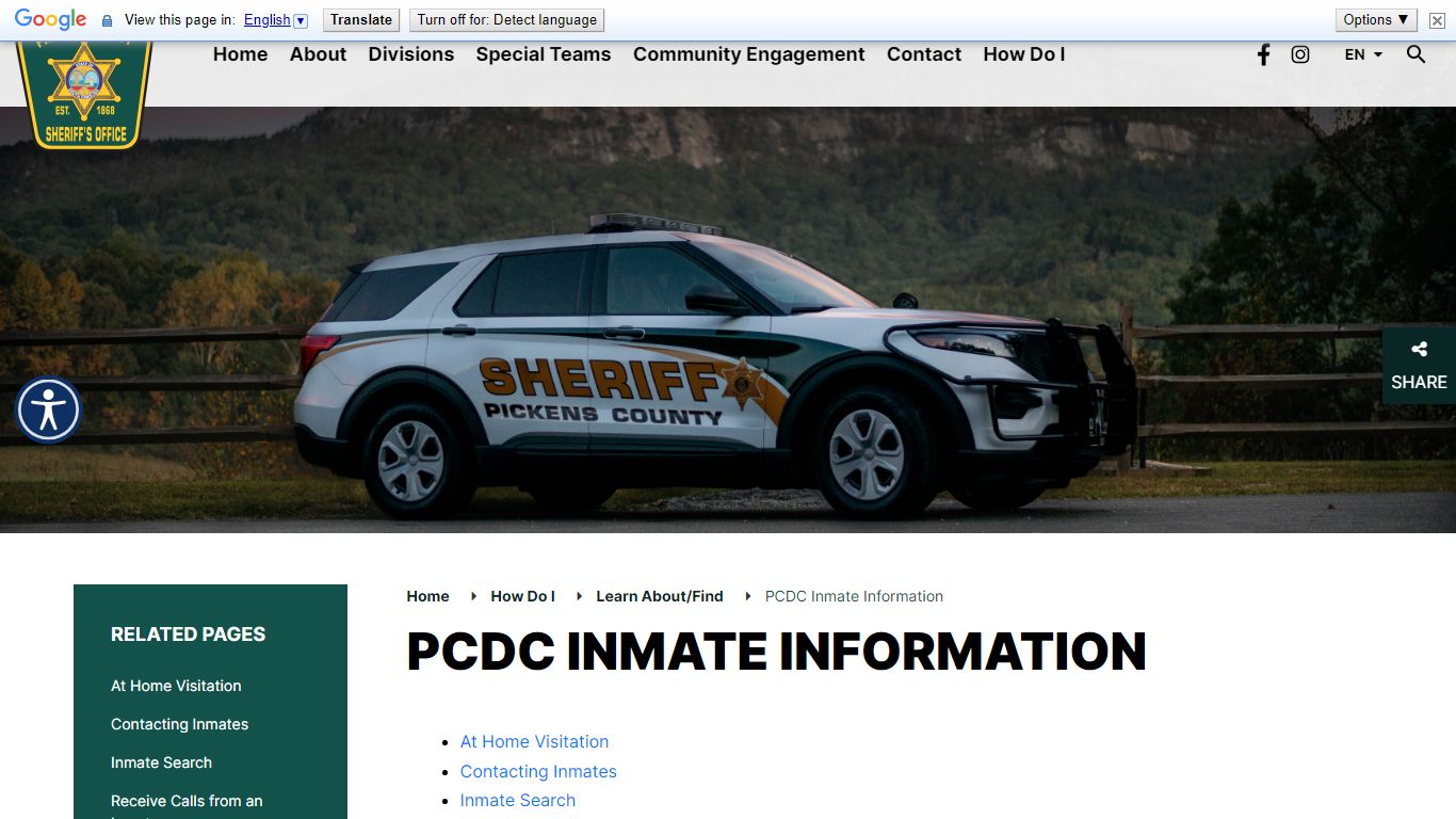 Welcome to Pickens County Sheriff