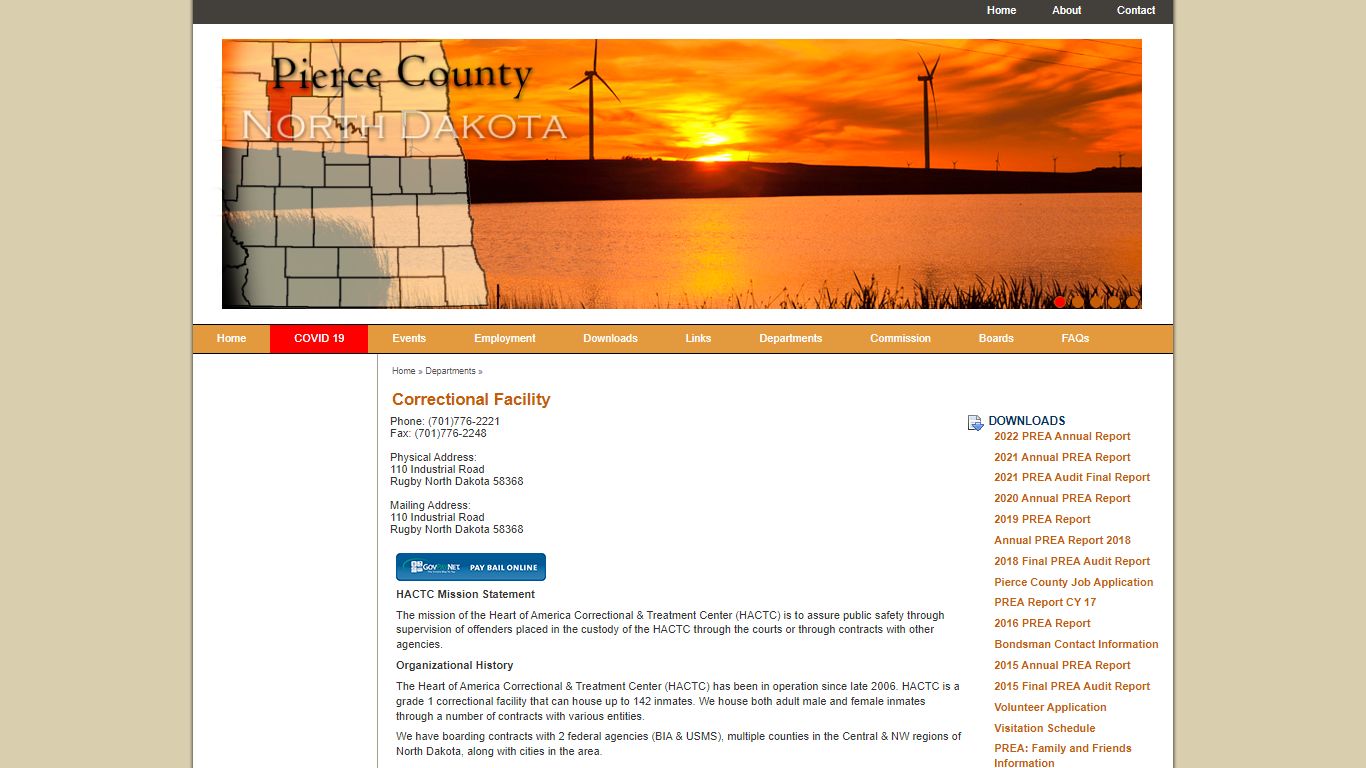 Pierce County, North Dakota - Departments - Correctional Facility
