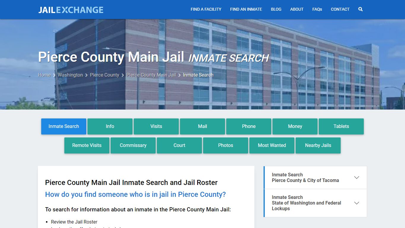 Inmate Search: Roster & Mugshots - Pierce County Main Jail, WA