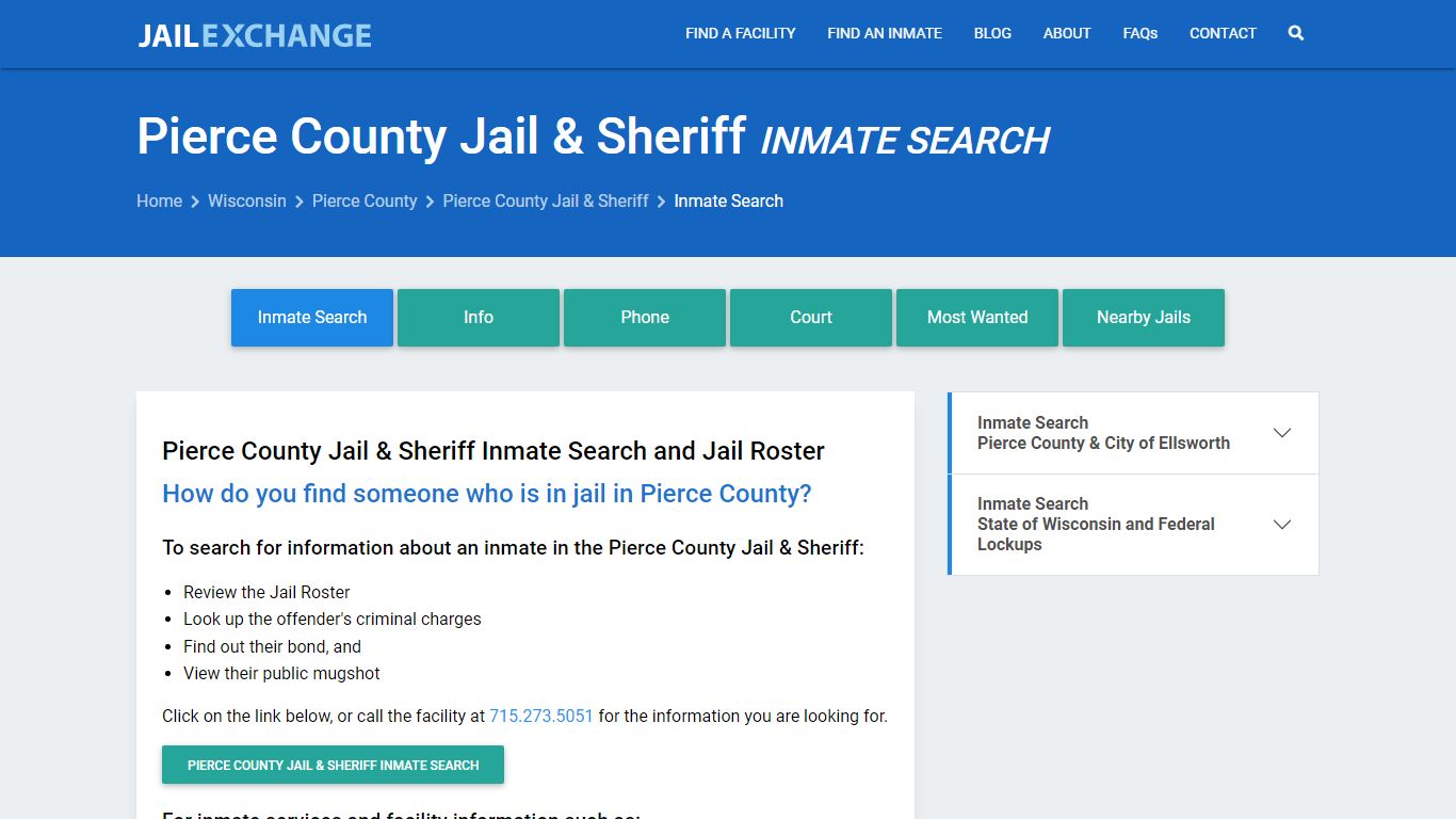 Inmate Search: Roster & Mugshots - Pierce County Jail & Sheriff, WI