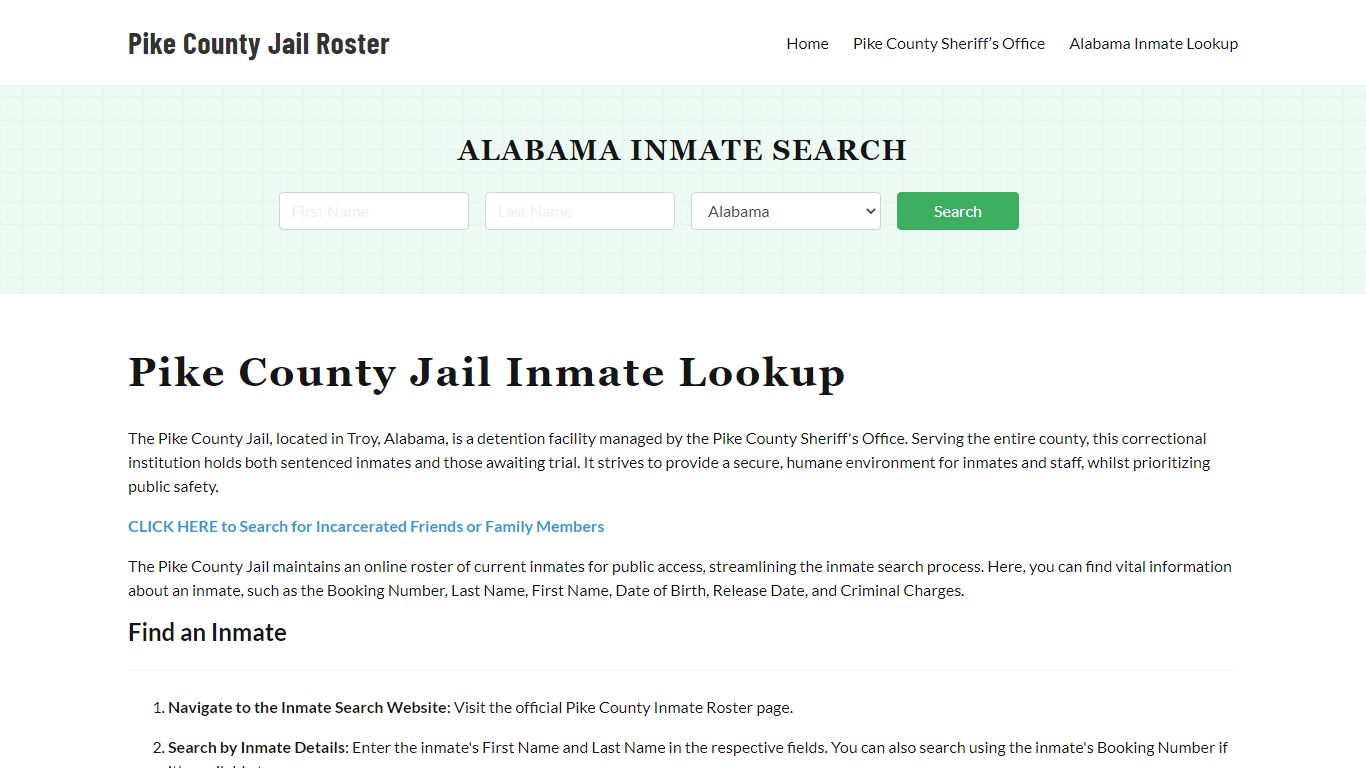 Pike County Jail Roster Lookup, AL, Inmate Search