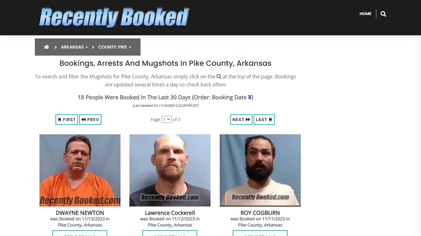 Recent bookings, Arrests, Mugshots in Pike County, Arkansas