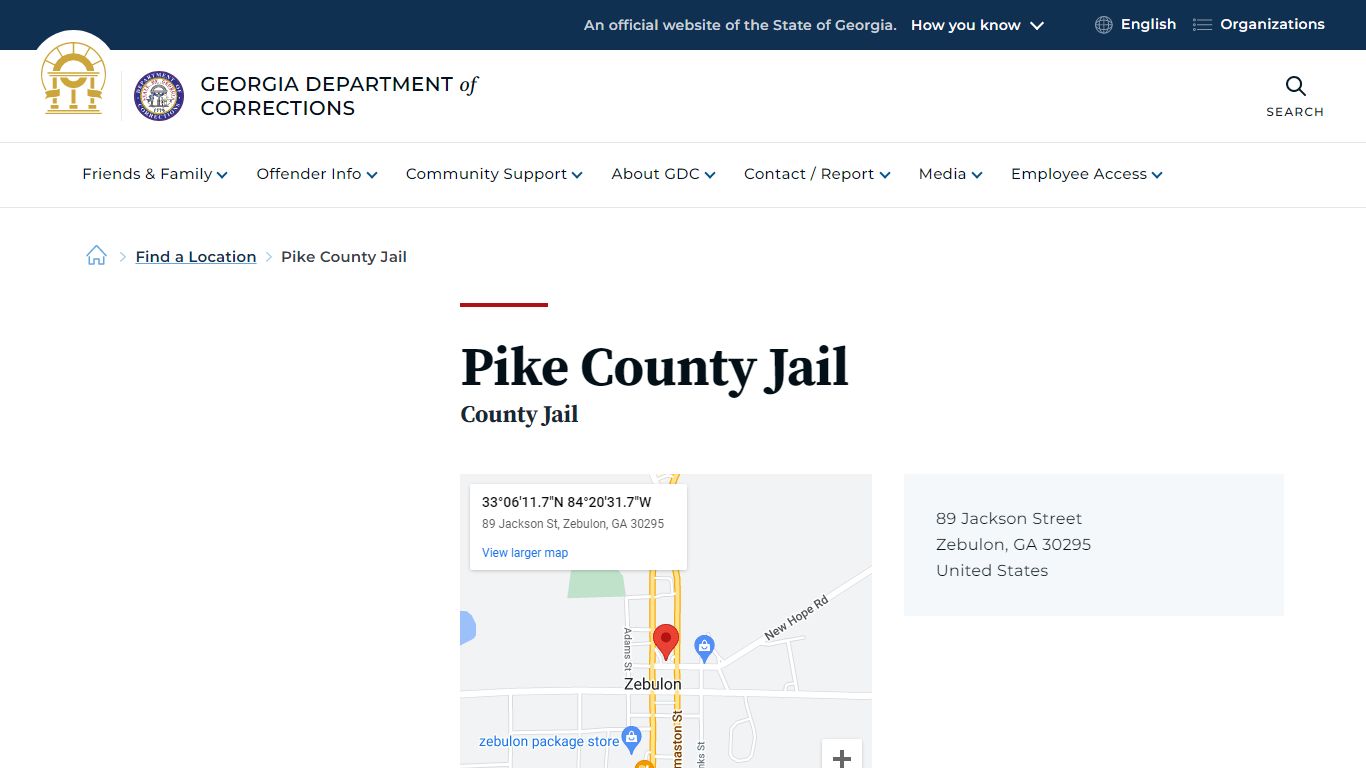 Pike County Jail | Georgia Department of Corrections