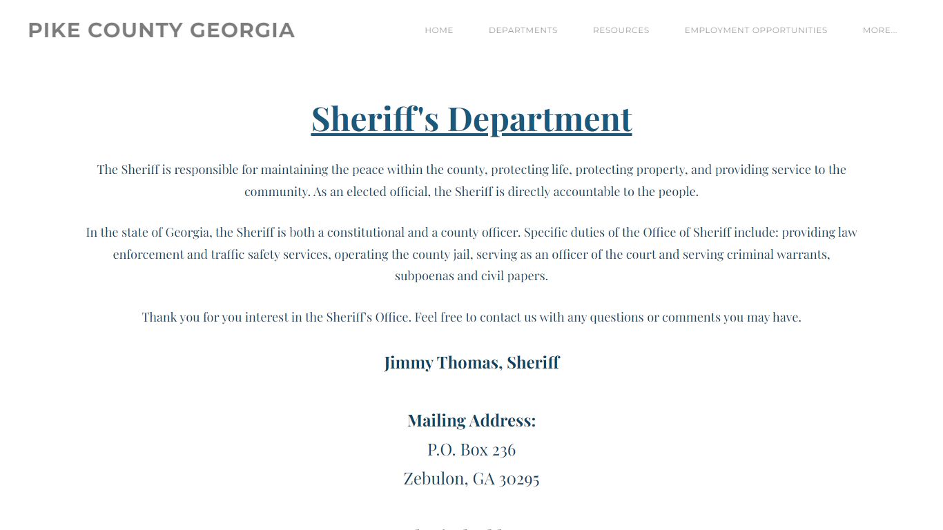 Sheriff's Department - PIKE COUNTY GEORGIA
