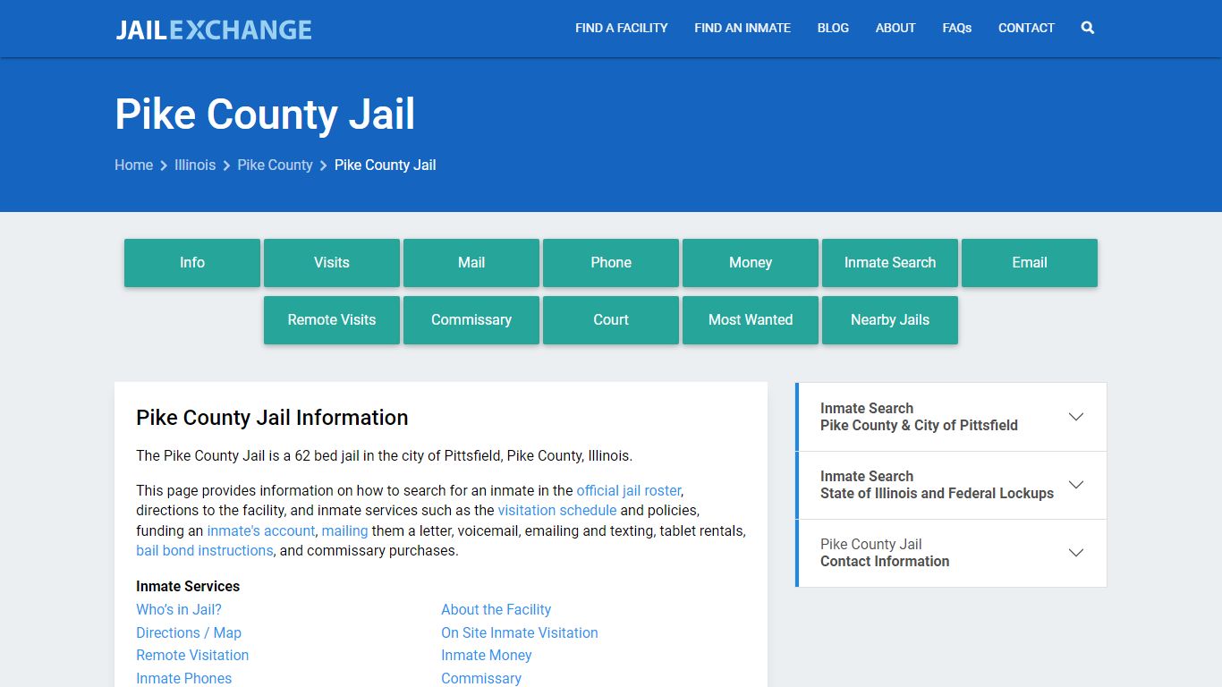 Pike County Jail, IL Inmate Search, Information