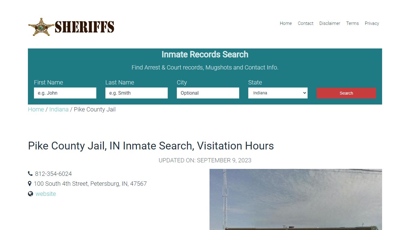 Pike County Jail, IN Inmate Search, Visitation Hours