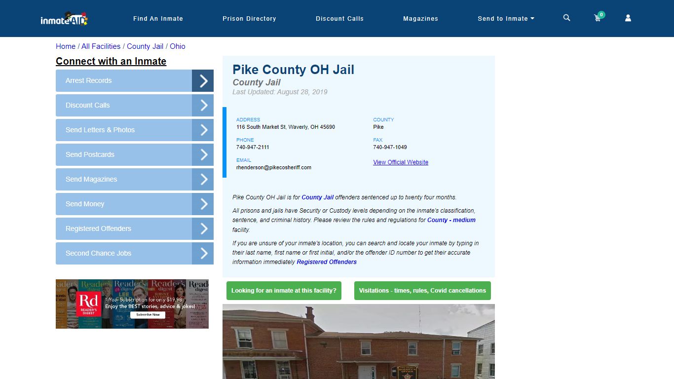 Pike County OH Jail - Inmate Locator - Waverly, OH