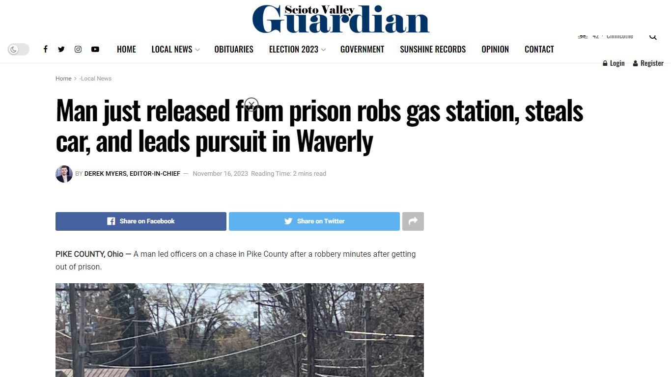 Man just released from prison robs gas station, steals car, and leads ...
