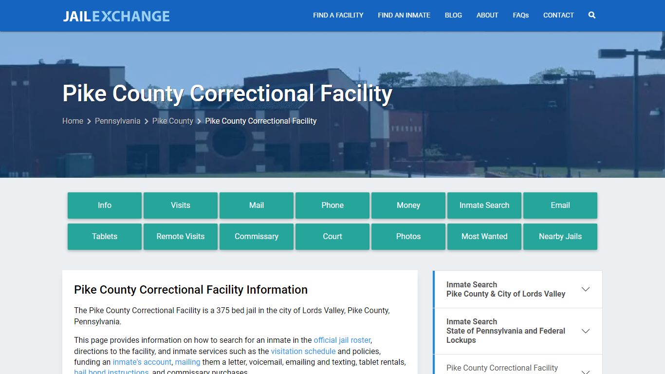 Pike County Correctional Facility, PA Inmate Search, Information