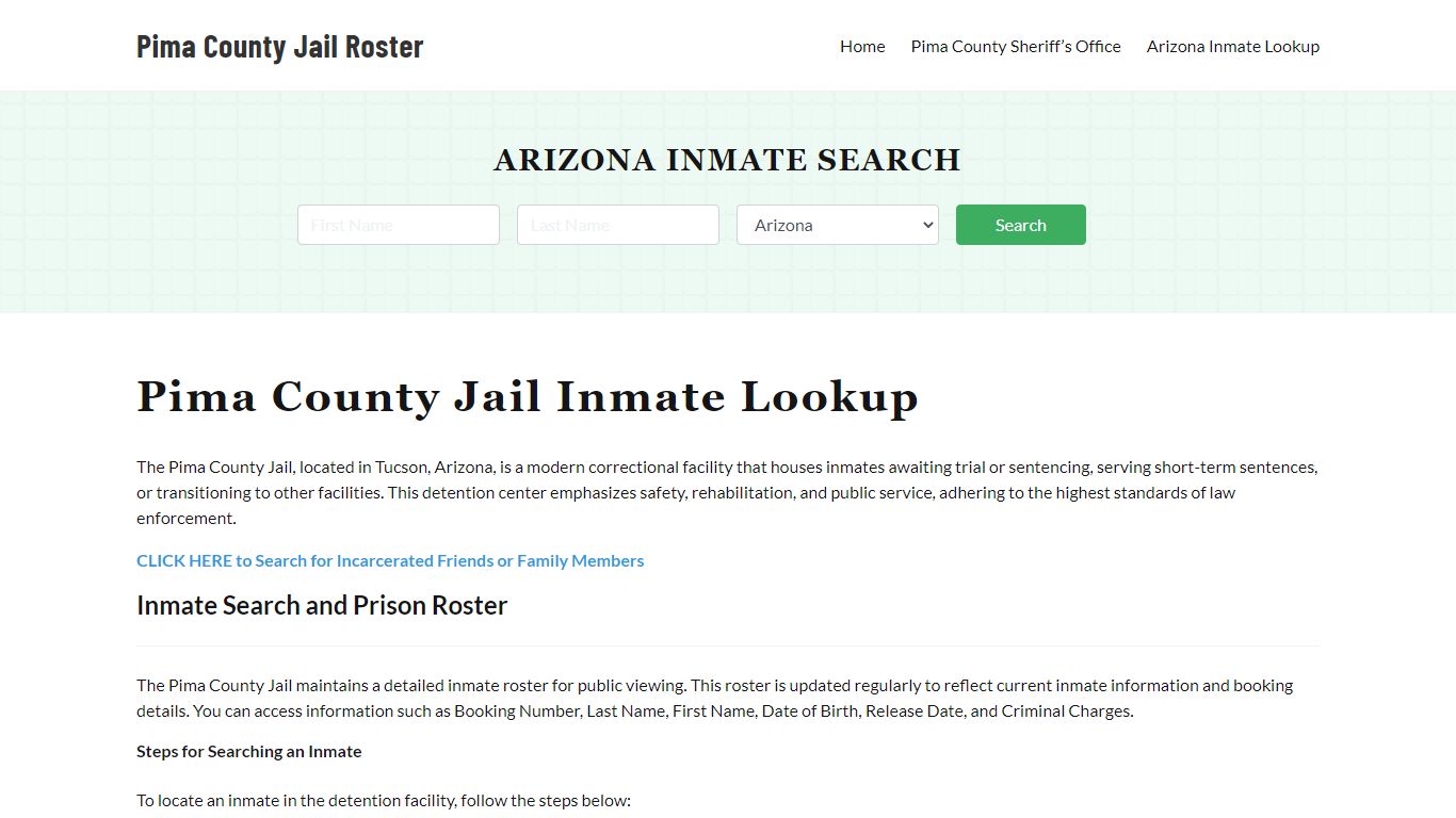 Pima County Jail Roster Lookup, AZ, Inmate Search