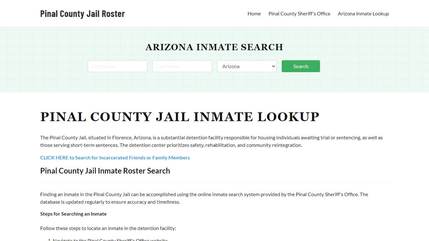Pinal County Jail Roster Lookup, AZ, Inmate Search