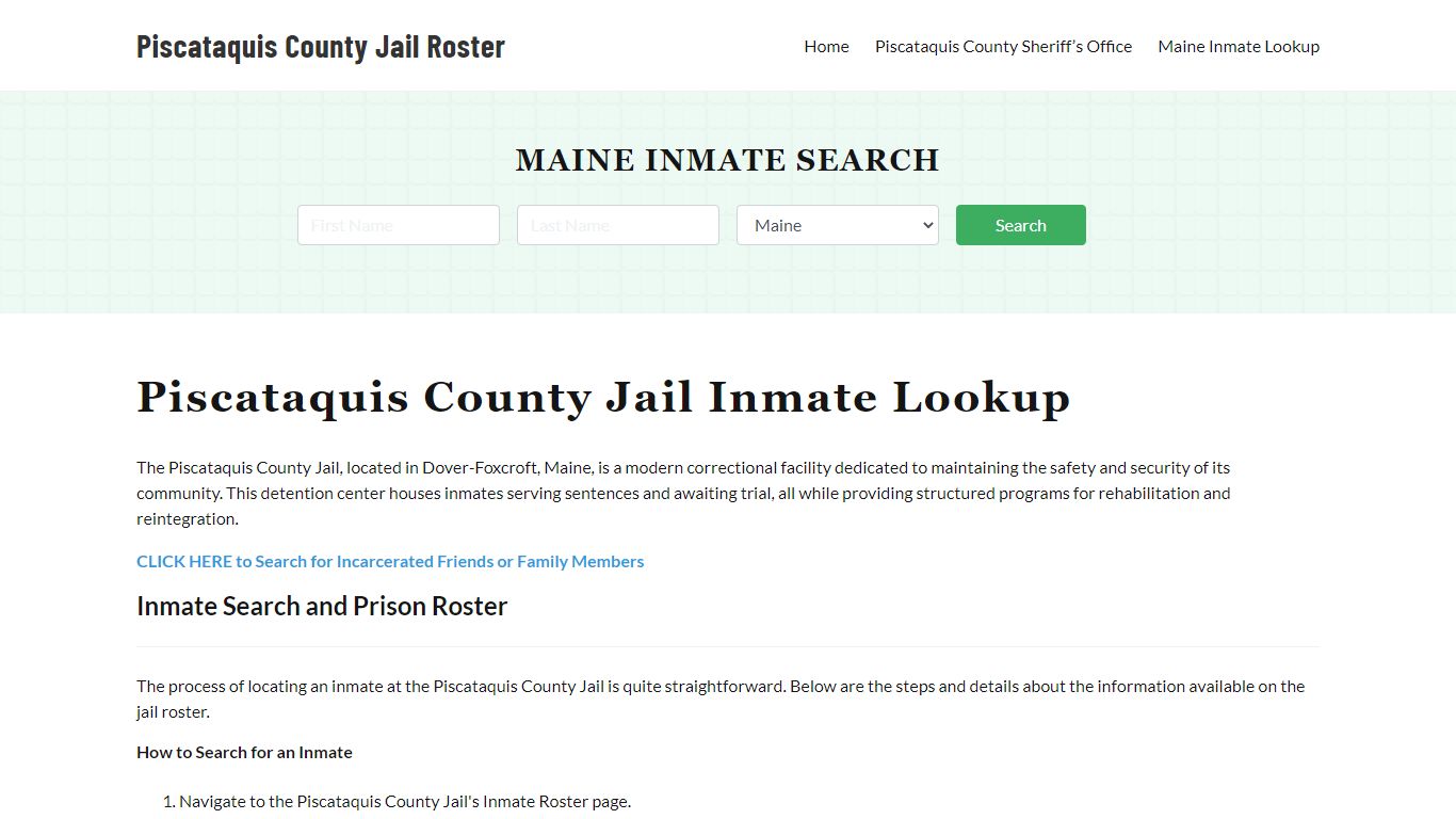 Piscataquis County Jail Roster Lookup, ME, Inmate Search