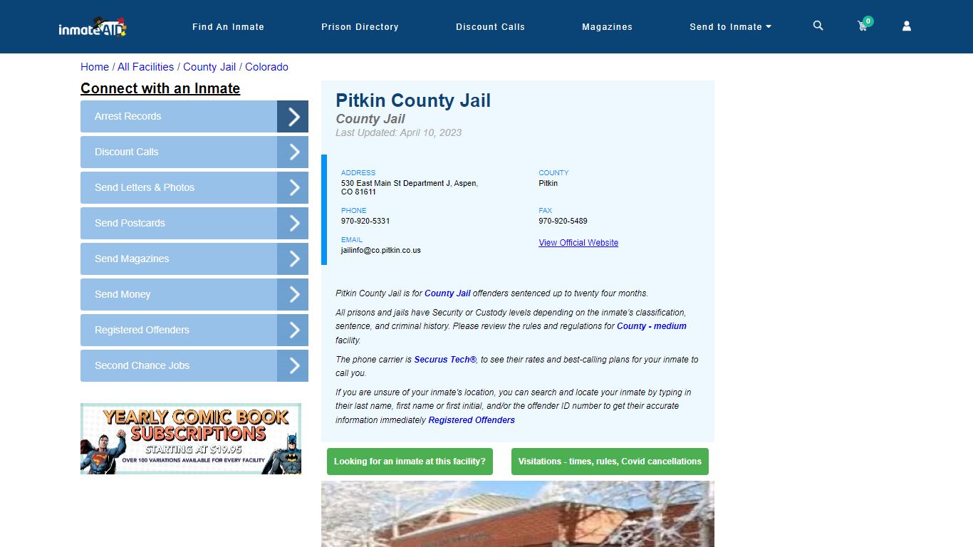 Pitkin County Jail - Inmate Locator - Aspen, CO