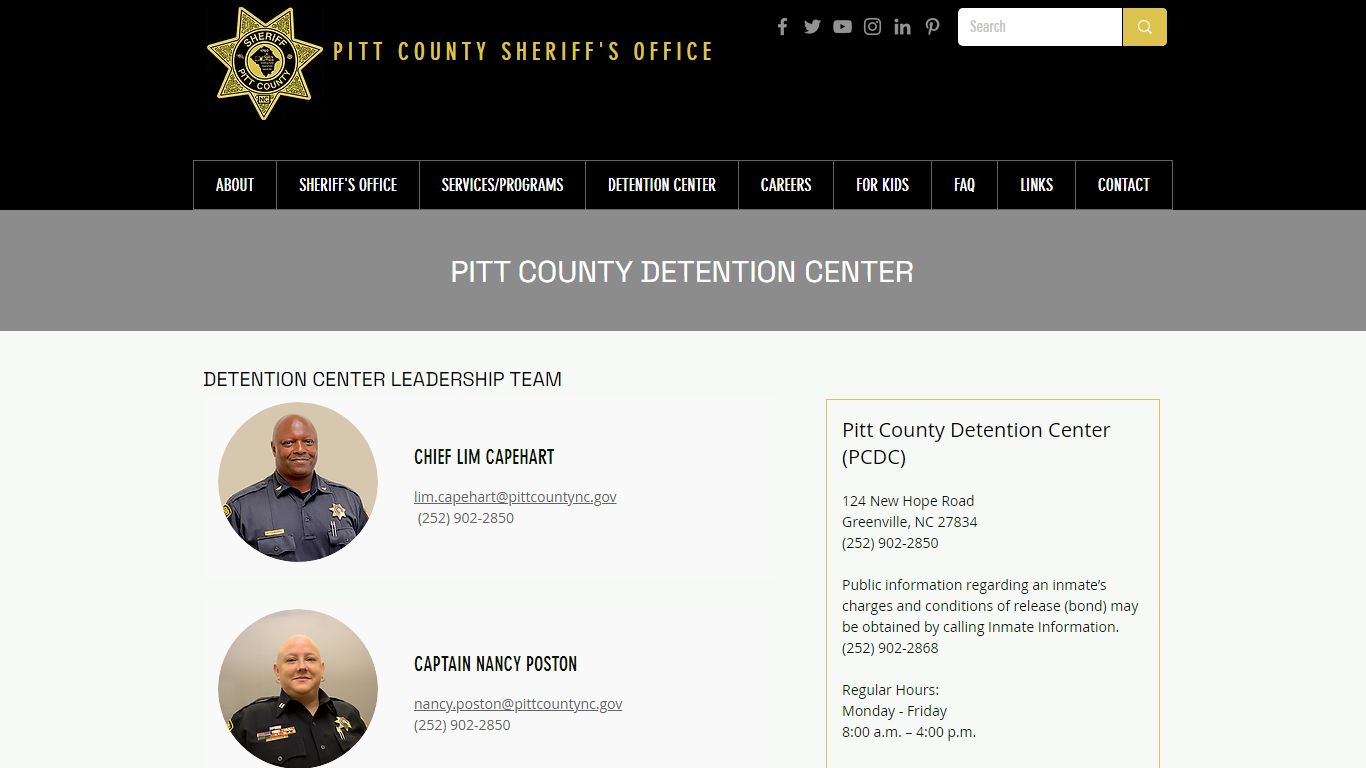 Pitt County Detention Center | Pitt County Sheriff I North Carolina