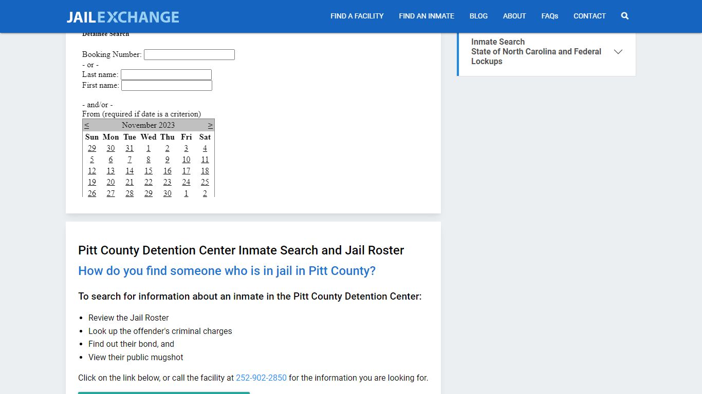 Pitt County Detention Center Inmate Search - Jail Exchange