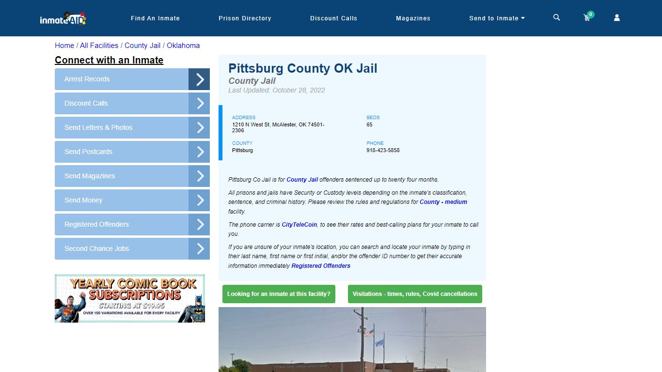 Pittsburg County OK Jail - Inmate Locator - McAlester, OK