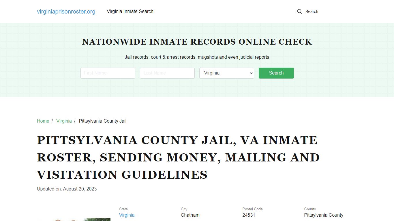 Pittsylvania County Jail, VA: Offender Search, Visitation & Contact Info