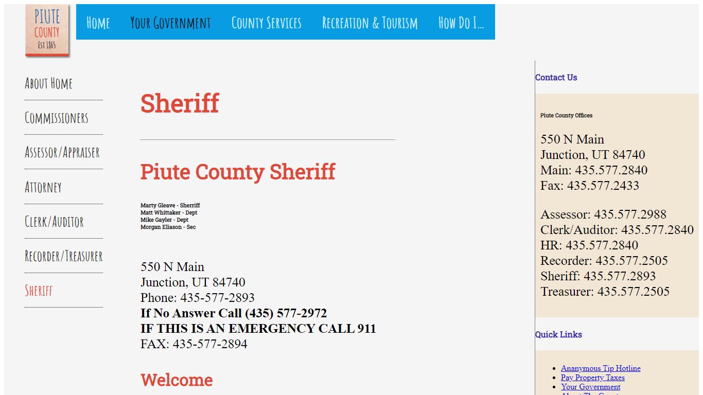 Sheriff - Piute County