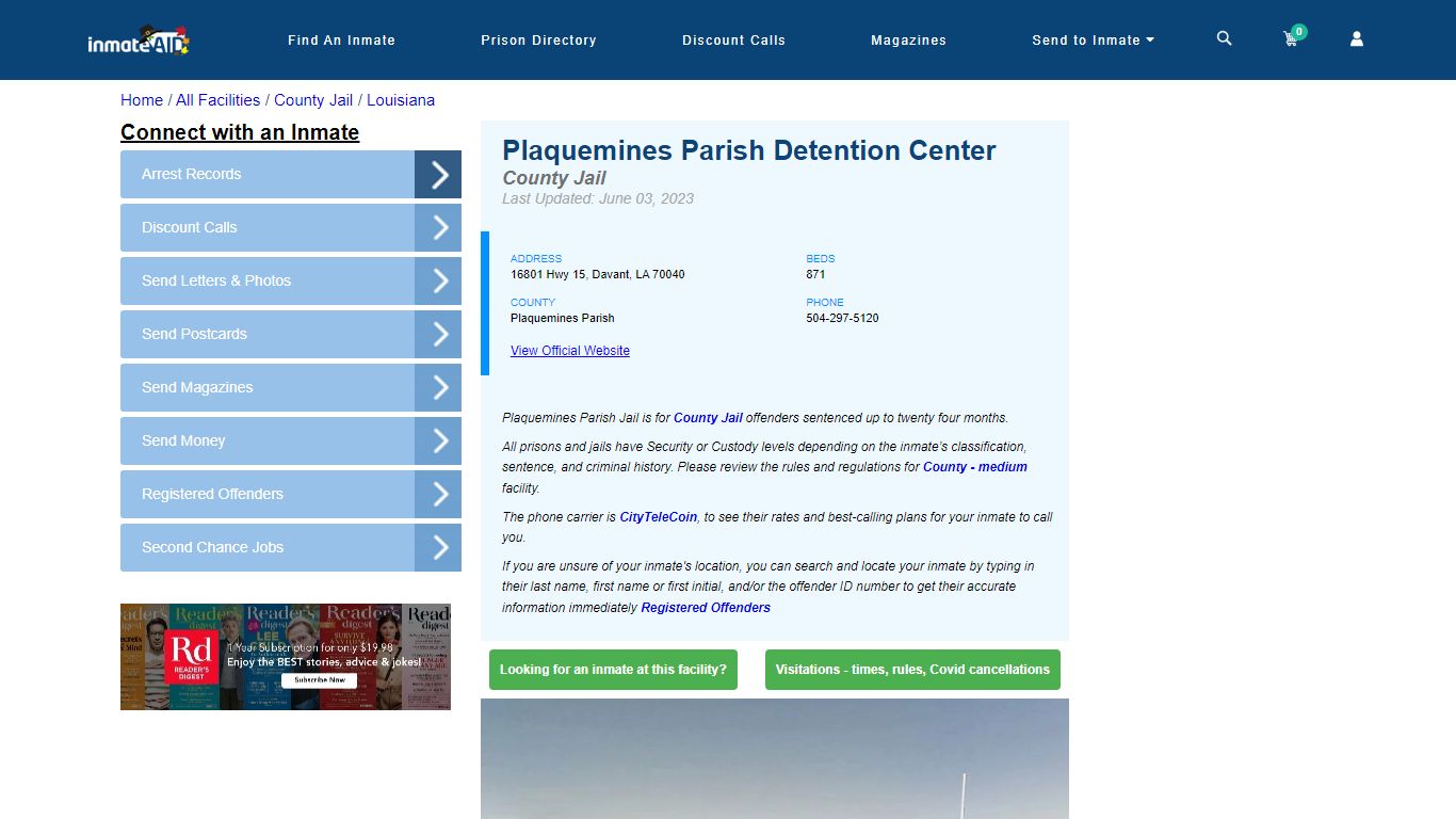 Plaquemines Parish Detention Center - Inmate Locator - Davant, LA