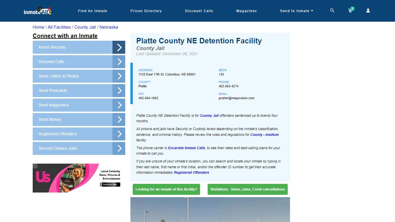Platte County NE Detention Facility - Inmate Locator - Columbus, NE