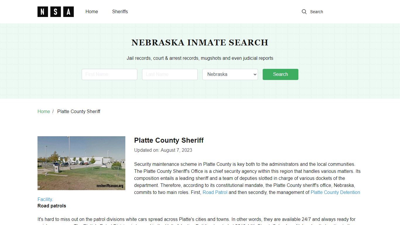 Platte County Sheriff, Nebraska and County Jail Information