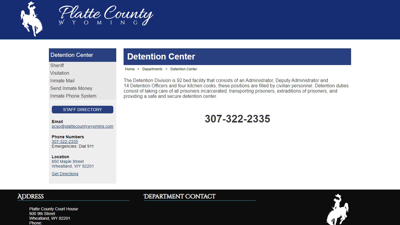 The Official Website of Platte County, Wyoming - Detention Center