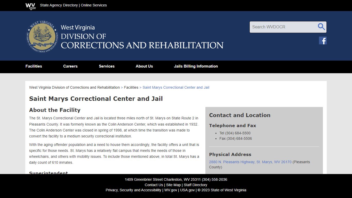 Saint Marys Correctional Center and Jail - West Virginia