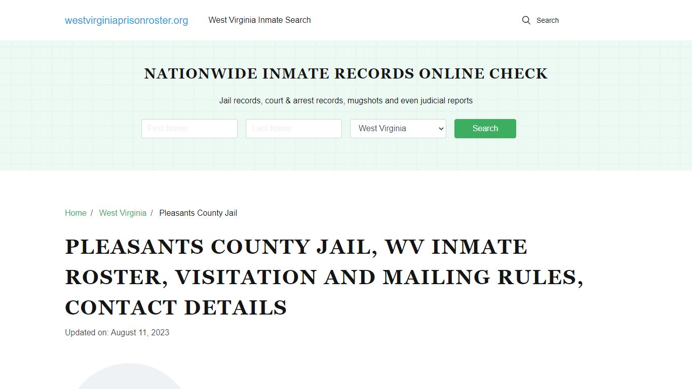 Pleasants County Jail, WV Inmate Roster, Contact Details