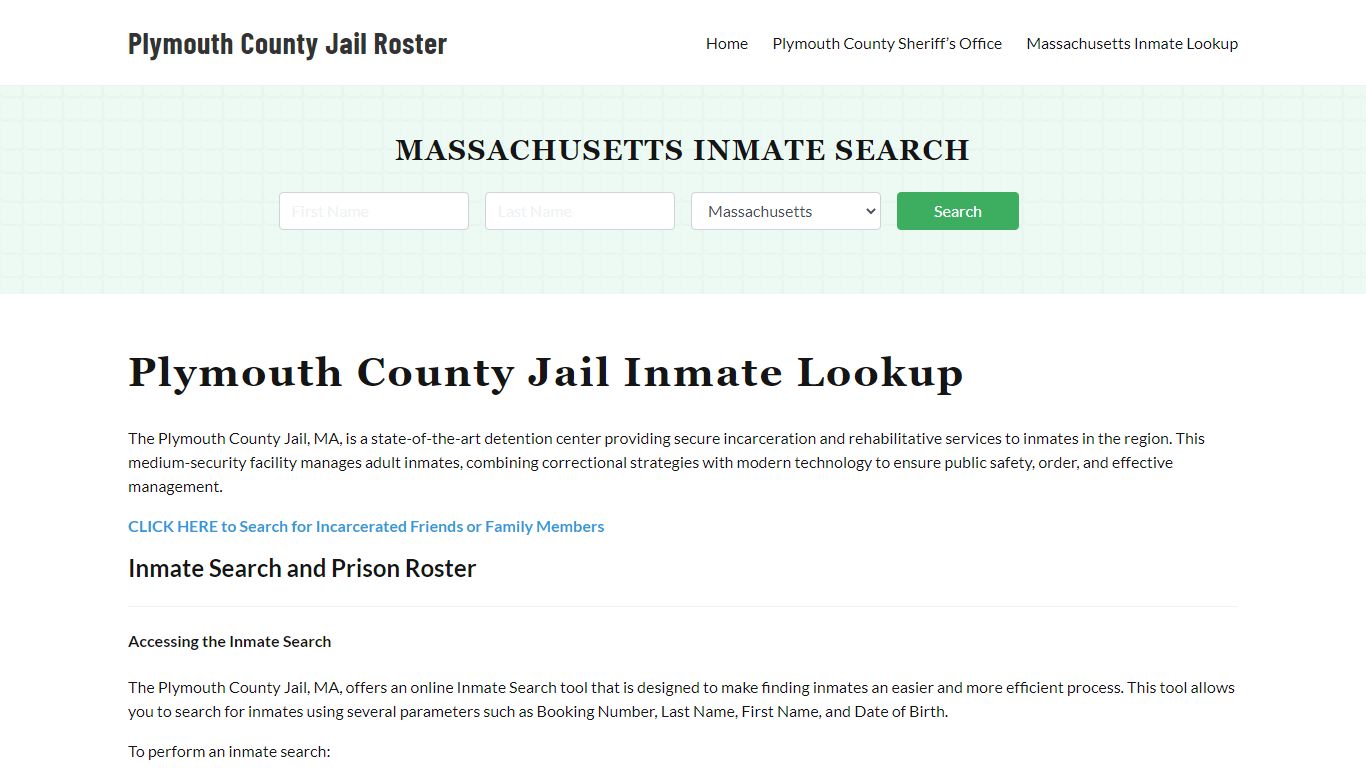 Plymouth County Jail Roster Lookup, MA, Inmate Search