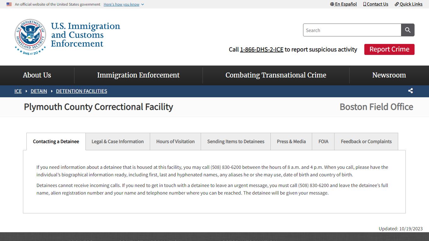 Plymouth County Correctional Facility | ICE