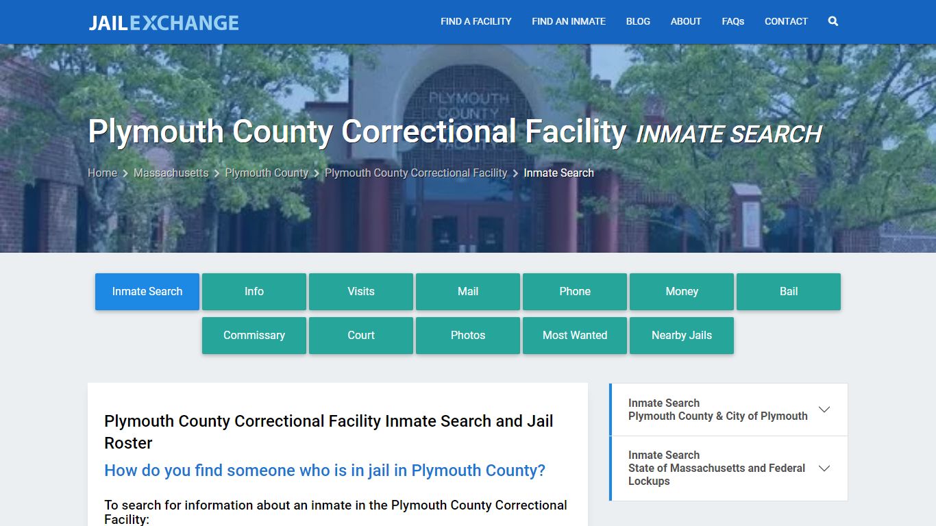 Plymouth County Correctional Facility Inmate Search - Jail Exchange