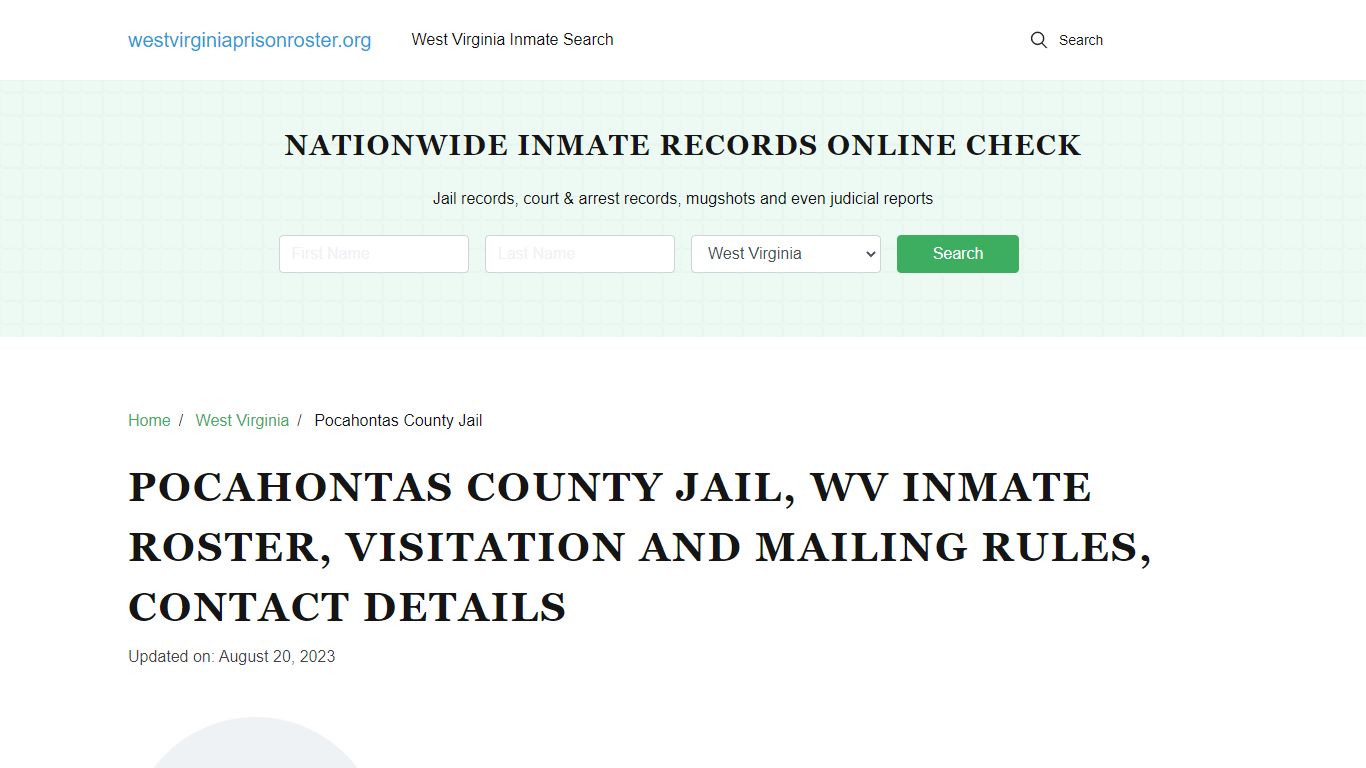 Pocahontas County Jail, WV Inmate Roster, Contact Details