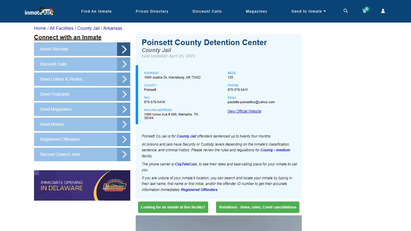 Poinsett County Detention Center - Inmate Locator - Harrisburg, AR