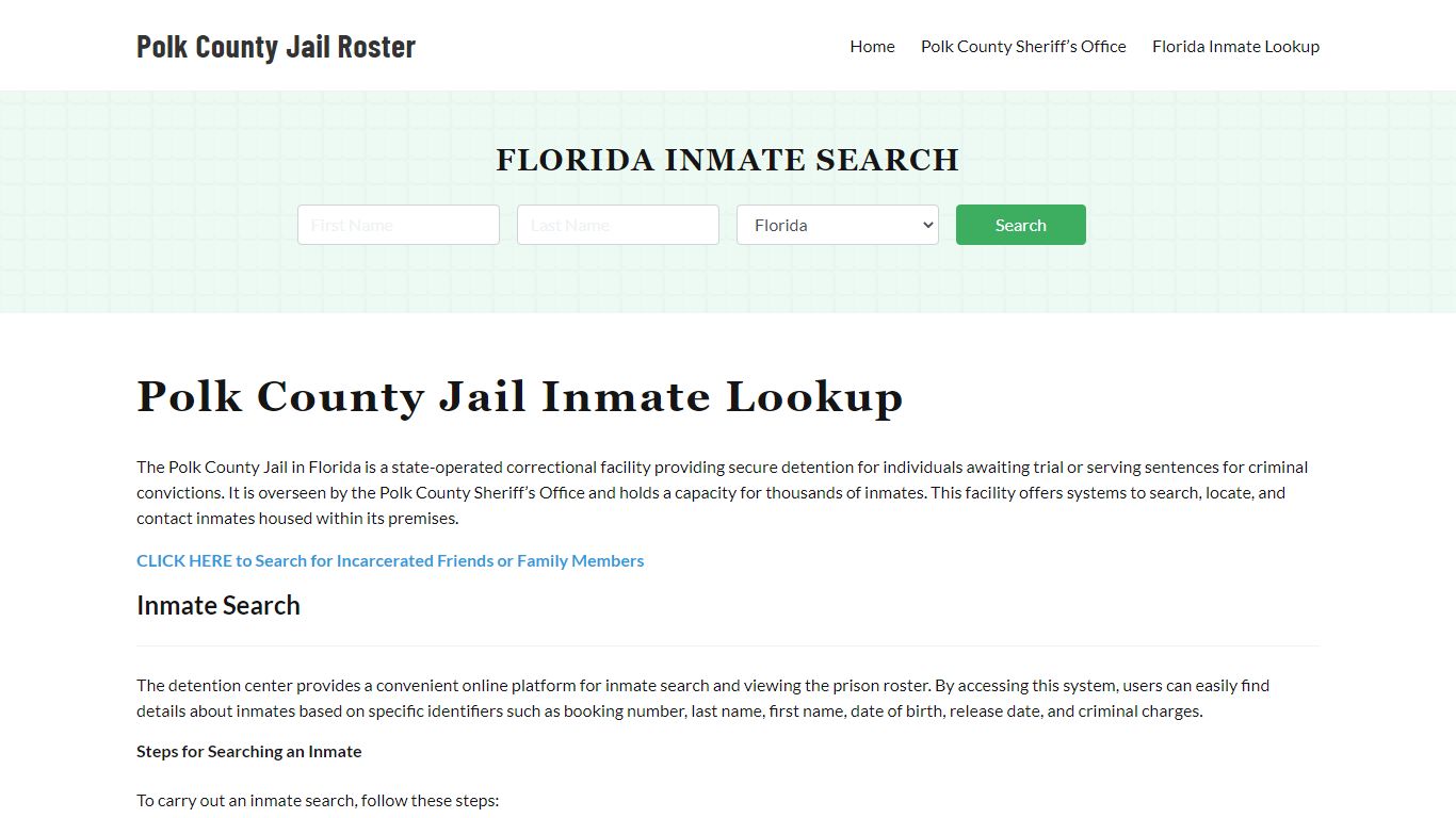 Polk County Jail Roster Lookup, FL, Inmate Search