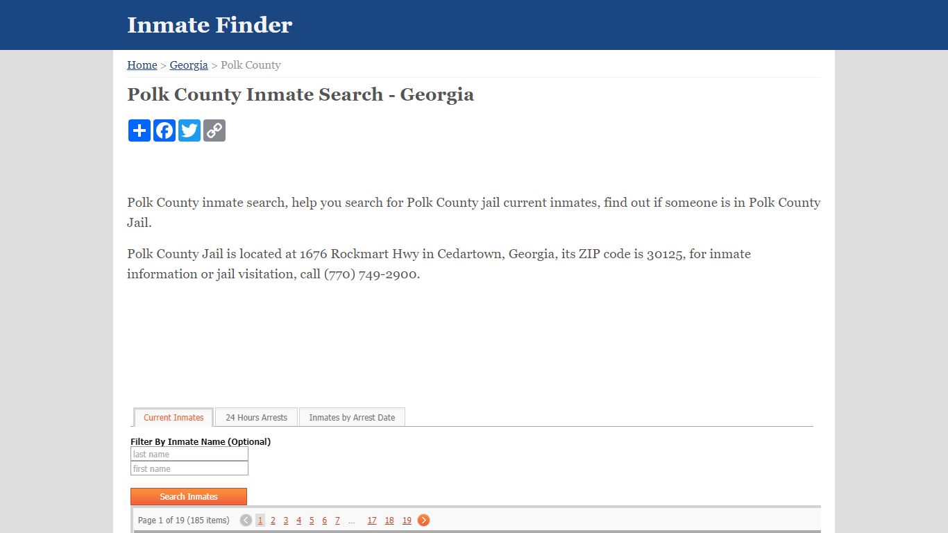Polk County Inmate Search - Georgia
