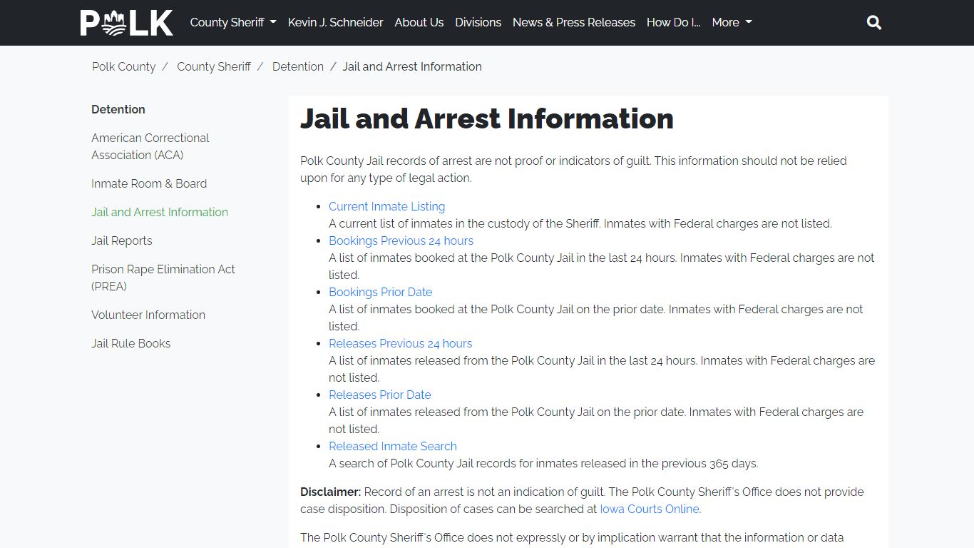 Jail and Arrest Information - Polk County Iowa