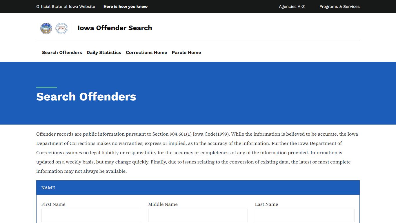 Search Offender - DOC Offender