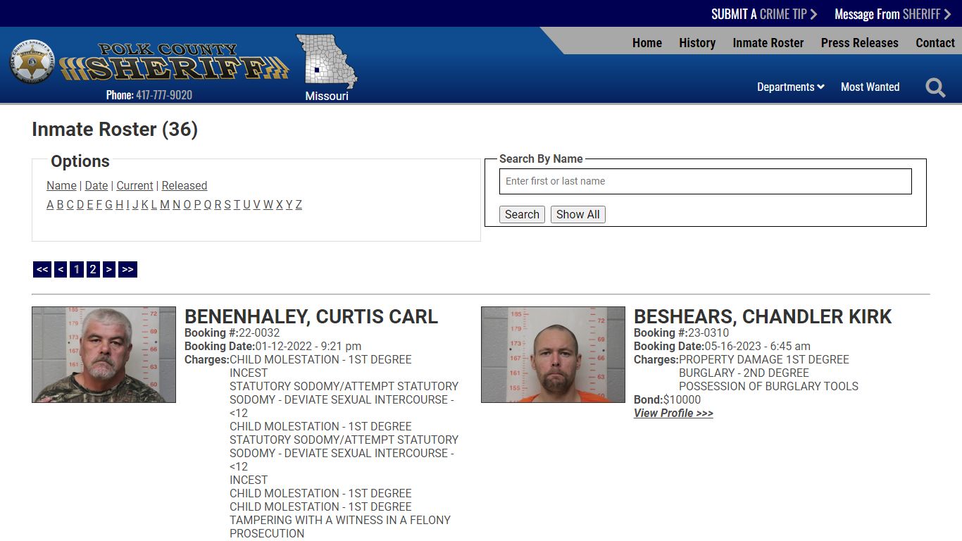 Inmate Roster - Current Inmates - Polk County Sheriff MO