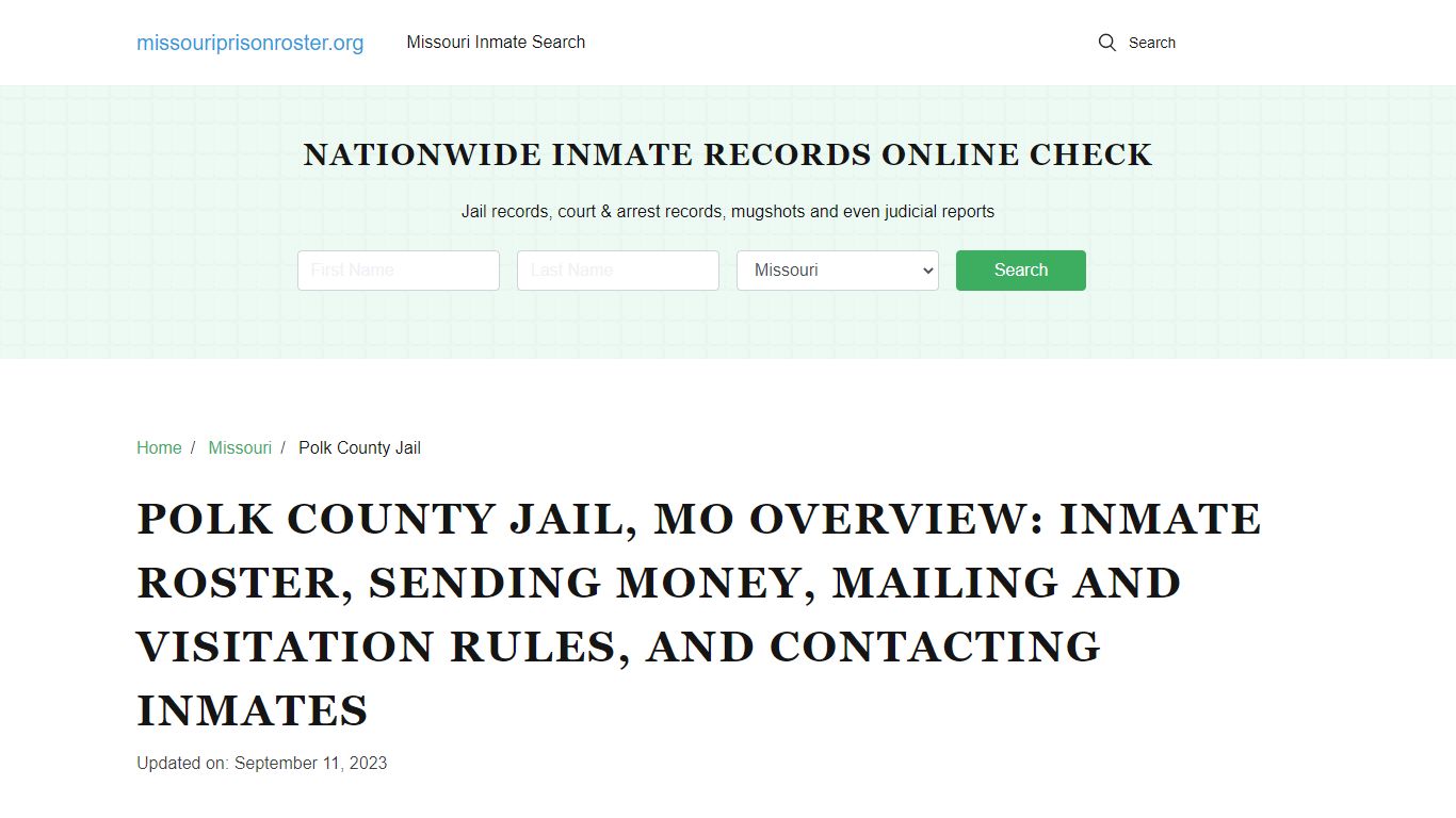 Polk County Jail, MO: Offender Lookip, Visitations, Contact Info