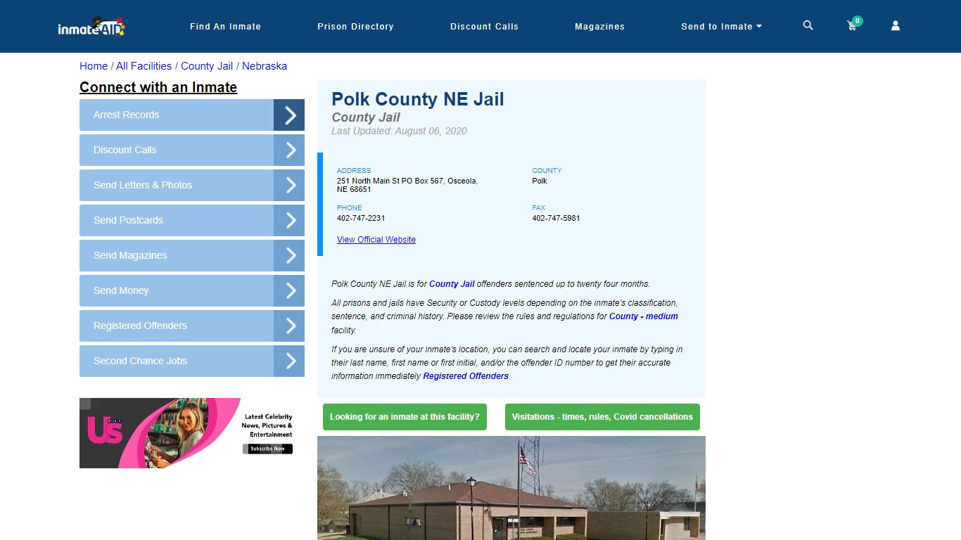 Polk County NE Jail - Inmate Locator - Osceola, NE