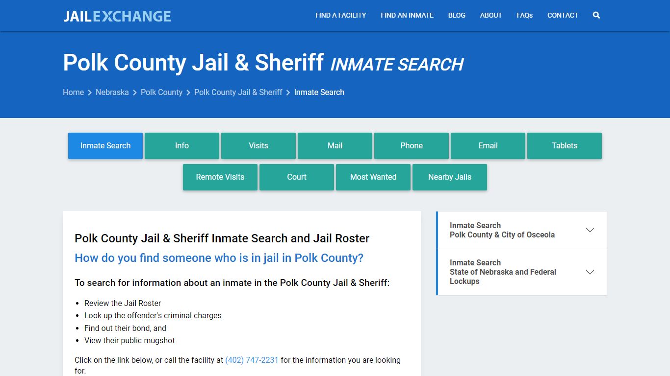 Inmate Search: Roster & Mugshots - Polk County Jail & Sheriff, NE