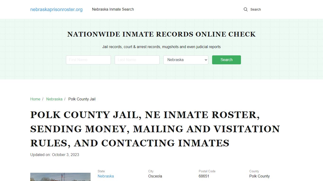 Polk County Jail, NE: Offender Search, Visitations, Contact Info