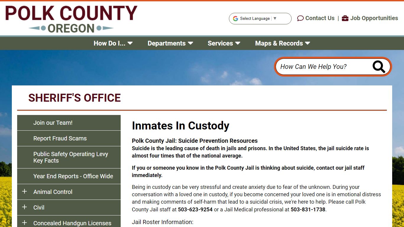 Inmates In Custody | Polk County Oregon Official Website