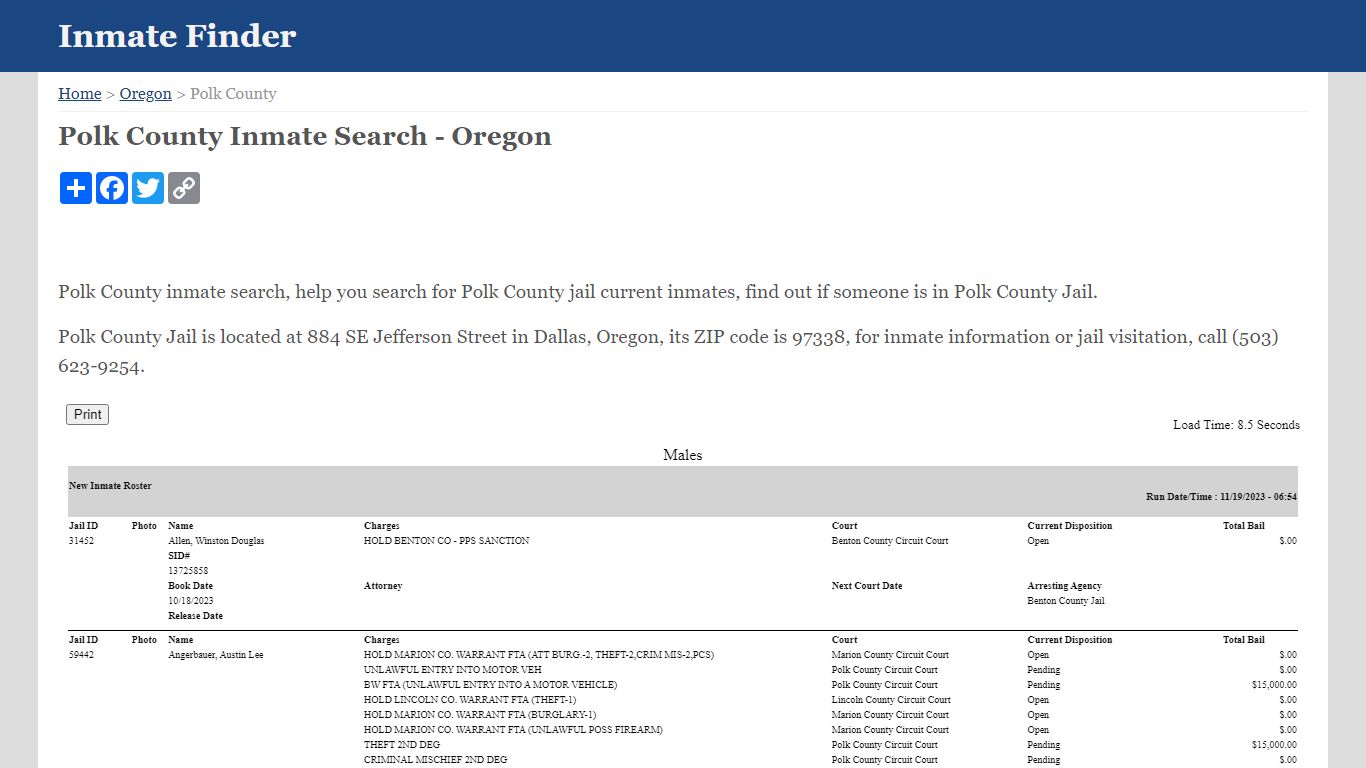 Polk County Inmate Search - Oregon