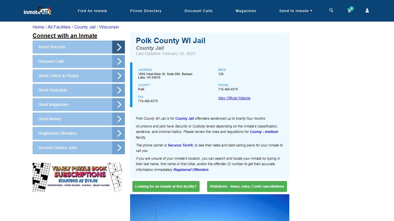 Polk County WI Jail - Inmate Locator - Balsam Lake, WI