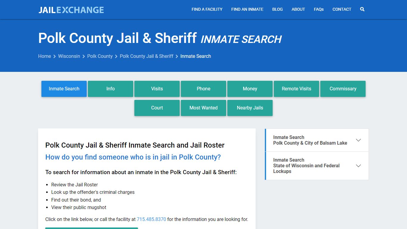 Inmate Search: Roster & Mugshots - Polk County Jail & Sheriff, WI