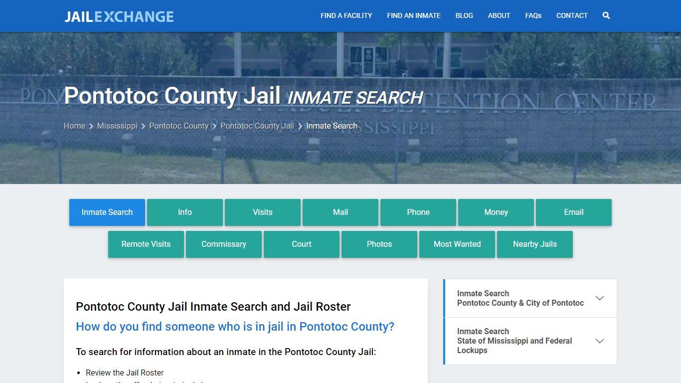 Inmate Search: Roster & Mugshots - Pontotoc County Jail, MS