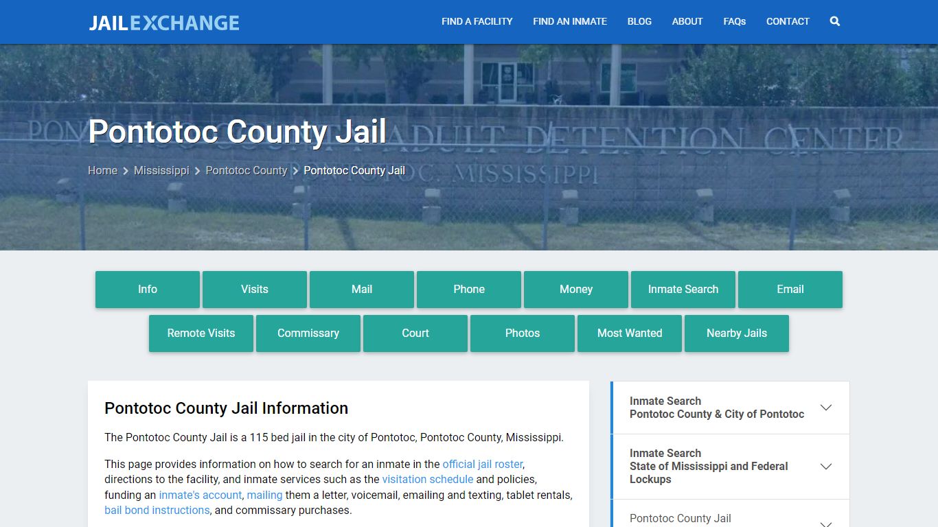 Pontotoc County Jail, MS Inmate Search, Information