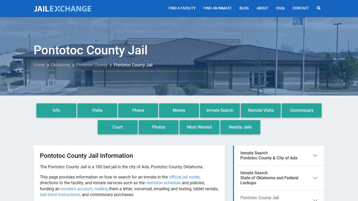 Pontotoc County Jail, OK Inmate Search, Information